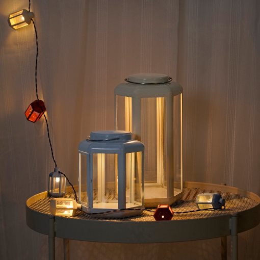 SOMMARLÅNKE, decorative table lamp with built-in LED light source/outdoor/battery-operated/lantern, 28 cm, 805.439.46
