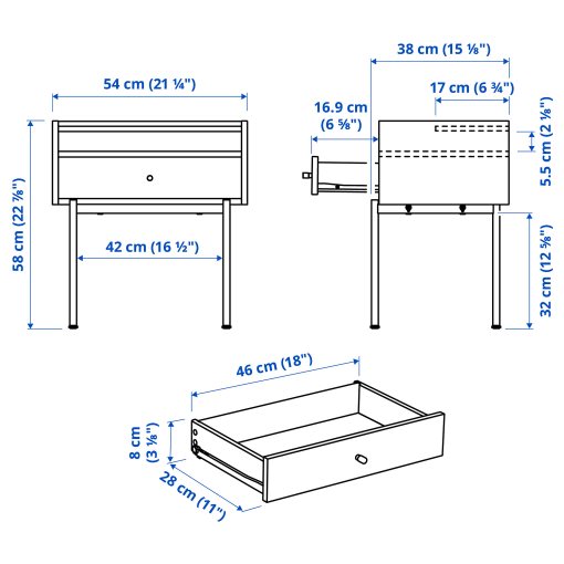 RÅDMANSÖ, bedside table, 54x38x58 cm, 805.935.97
