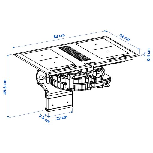 TÄCKNAN, induction hob/integrated extractor/IKEA 500, 83 cm, 806.072.88