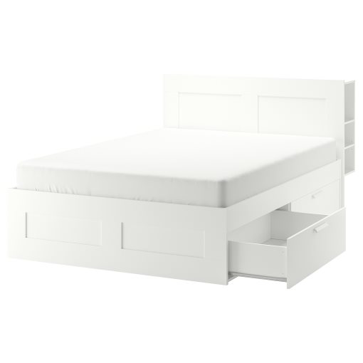 BRIMNES, bed frame with storage and headboard, 160X200 cm, 891.574.55
