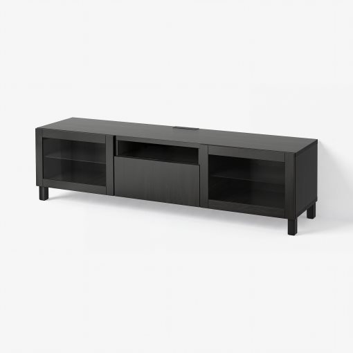BESTÅ, TV bench with doors/drawer soft closing, 180x42x48 cm, 893.291.88