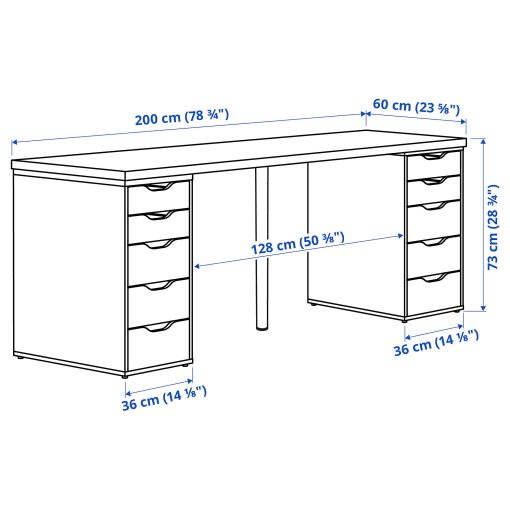 LAGKAPTEN/ALEX, desk, 200x60 cm, 894.175.71