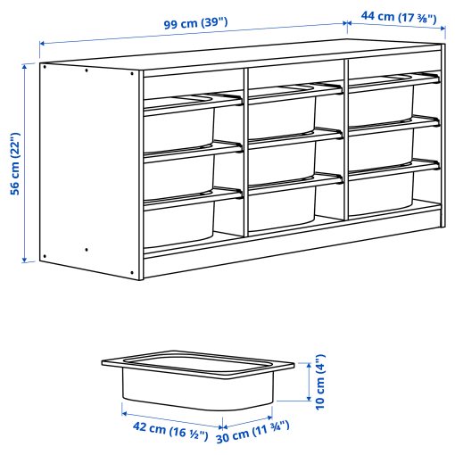 TROFAST, storage combination with boxes, 99x44x56 cm, 894.803.22