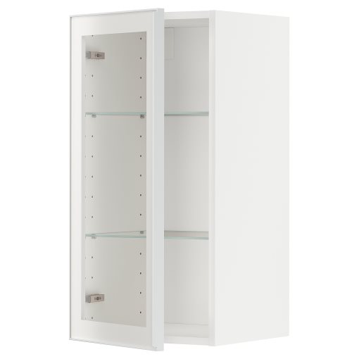 METOD, wall cabinet with shelves/glass door, 40x80 cm, 894.905.47