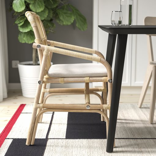 SALNO/GRYTTOM, chair with cushion/rattan, 895.646.04