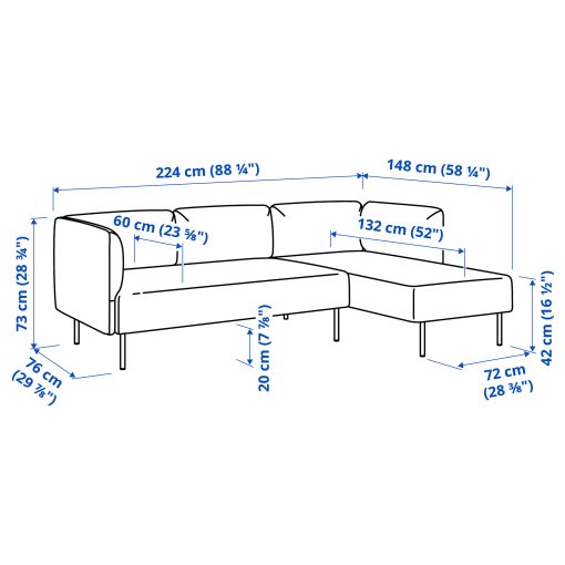 LILLEHEM, 3θέσιος καναπές με σεζλόνγκ, 895.682.87