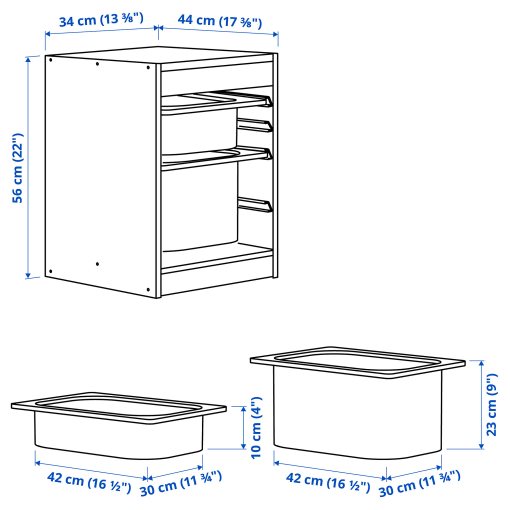 TROFAST, storage combination with boxes, 34x44x56 cm, 895.732.41