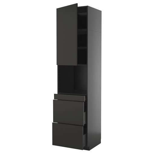 METOD/KNIVSHULT, high cabinet for microwave combi with door/3 drawers, 60x60x240 cm, 895.881.48