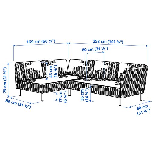 VITTSKÄR, 3-seat modular corner sofa, οutdoor, 895.911.60