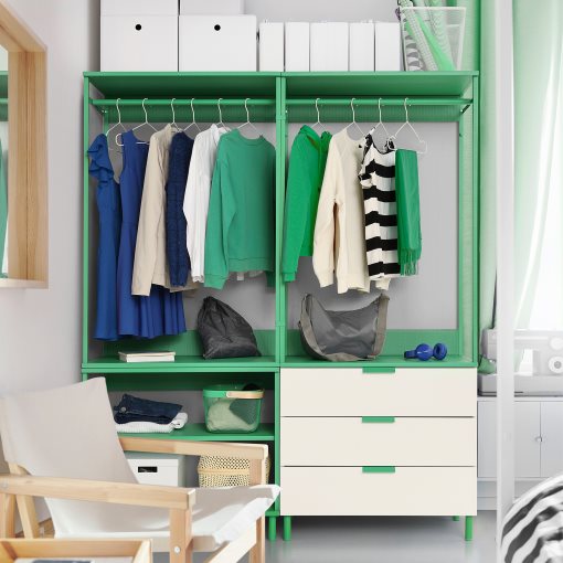PLATSA, open wardrobe with 3 drawers, 160x42x191 cm, 895.941.30