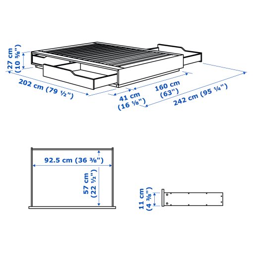 MANDAL, bed with storage, 160x200 cm, 902.804.83