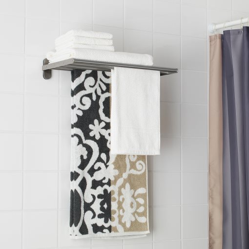 BROGRUND, wall shelf with towel rail, 903.340.04