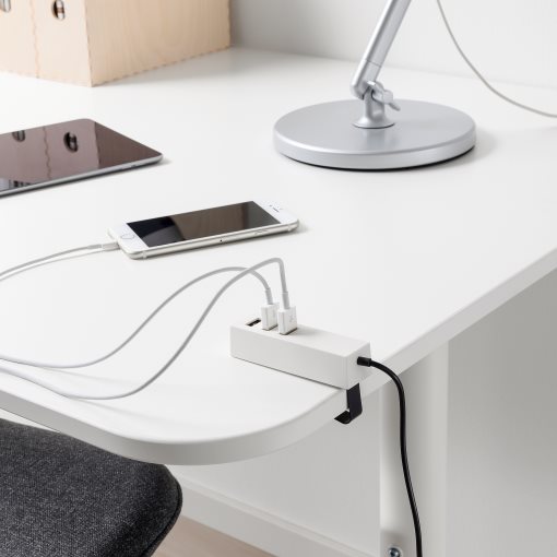 LÖRBY, USB charger with clamp, 903.602.72
