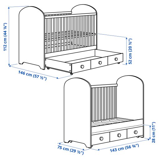 GONATT, cot with drawer, 70x140 cm, 904.670.89