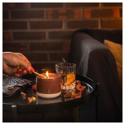 ROSENSLÅN, αρωματικό κερί σε κεραμικό βάζο/κεχριμπάρι&τριαντάφυλλο/25 ώρες, 905.482.41
