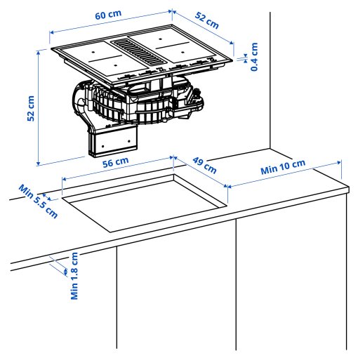 TÄCKNAN, induction hob/integrated extractor/IKEA 500, 60 cm, 905.986.36