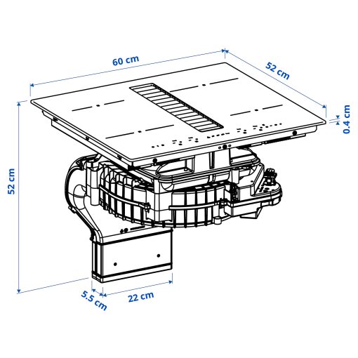TÄCKNAN, induction hob/integrated extractor/IKEA 500, 60 cm, 905.986.36
