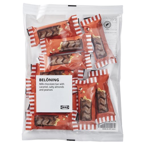 BELONING, milk chocolate bar with caramel and salty almond filling and peanut/RAC certified, 240 g, 906.037.51