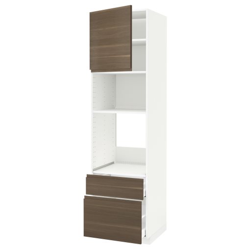 METOD, high cabinet for oven/microwave with door/2 drawers, 60x60x220 cm, 994.692.20