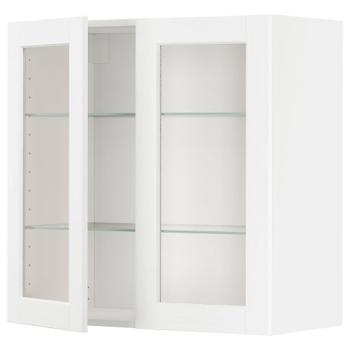 METOD, ντουλάπι τοίχου με ράφια/2 γυάλινες πόρτες, 80x80 cm, 994.734.77