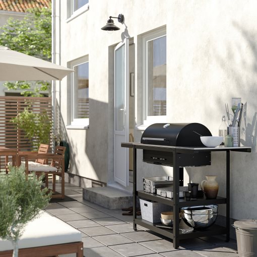 GRILLSKÄR, charcoal barbecue with 2 side tables, 994.952.24