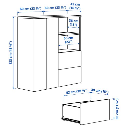SMASTAD/PLATSA, storage combination, 120x42x123 cm, 995.482.27