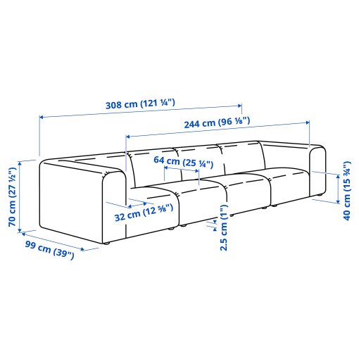 STOCKHOLM 2025, 4θέσιος καναπές, 995.743.20