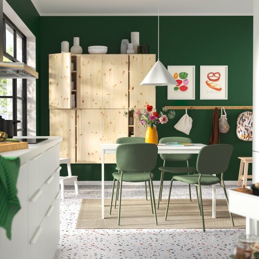 VIHALS, table and 4 chairs, 120/180x74 cm, 995.899.58
