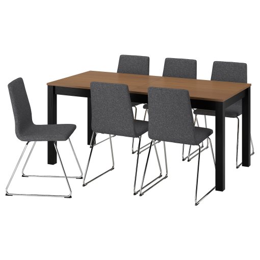 ÅLHULT/LILLÅNÄS, table and 6 chairs, 170/220x80 cm, 996.100.97