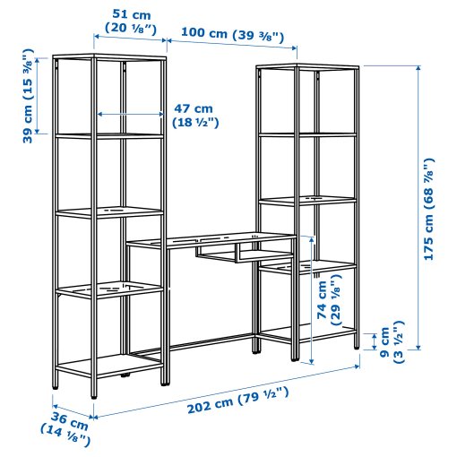 VITTSJÖ, shelving unit with laptop table, 999.026.61