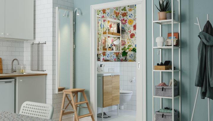 A small bathroom that is big on style