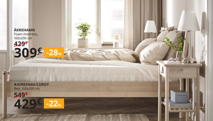 Up to -40% on Beds and Mattresses.