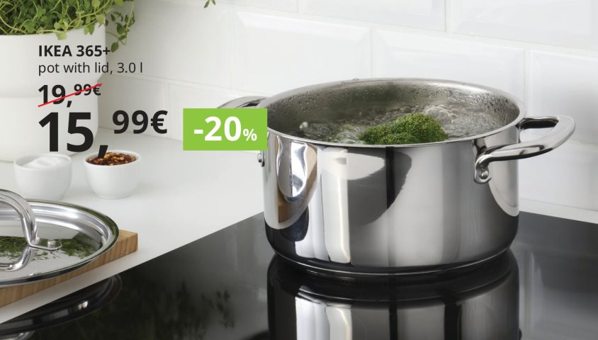 20% discount on Pots and Pans.