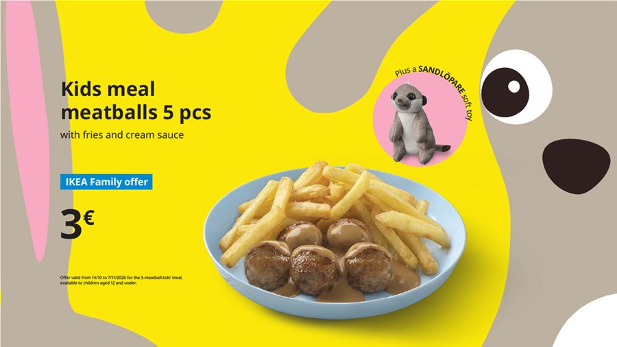 Kids meal meatballs 5 pcs plus a SANDLOPARE soft toys.