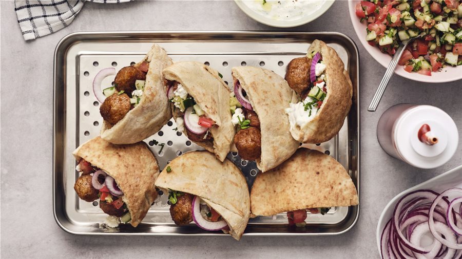 Meatballs & tzatziki in Greek pita bread