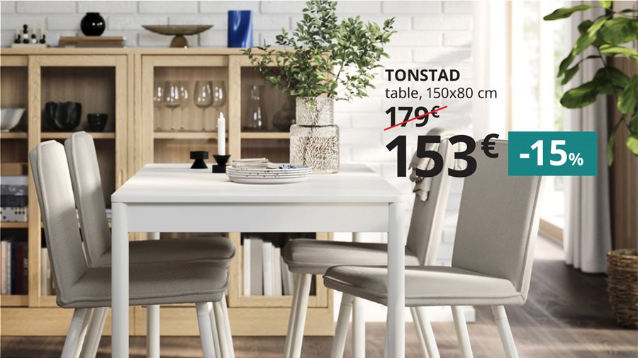 -15% on tables and chairs.