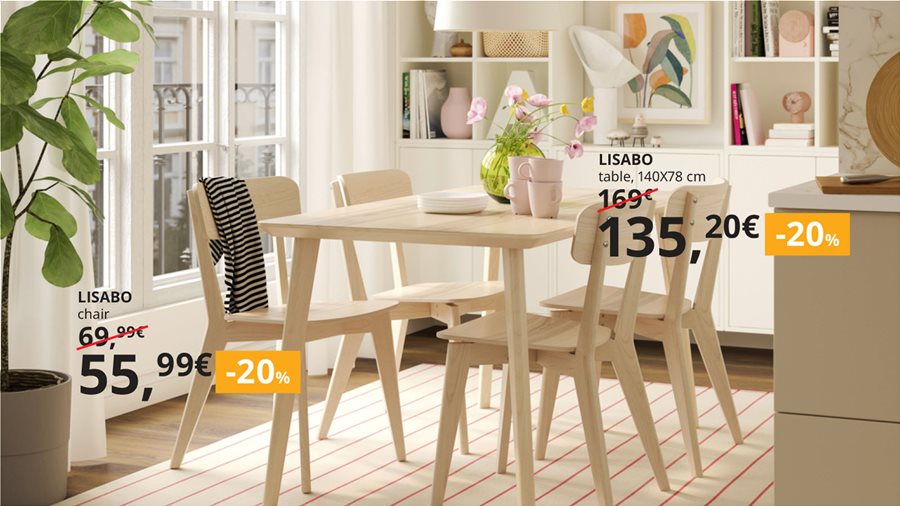 -20% on tables and chairs