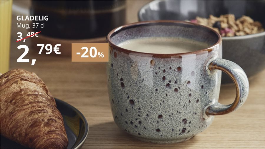 -20% on cups, mugs and coffee accessories.