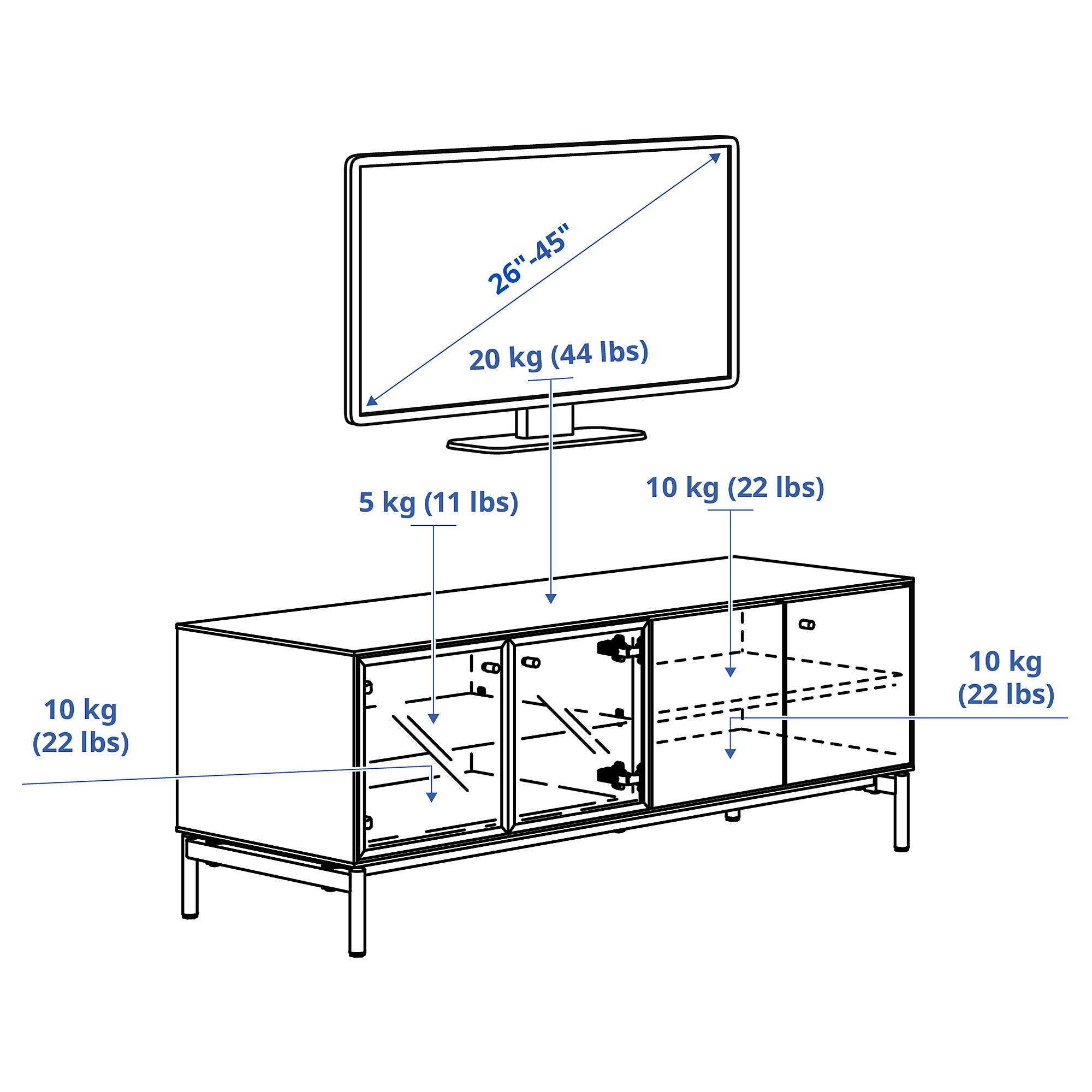 BOASTAD TV bench, 121x42 cm 80507024 | IKEA Cyprus