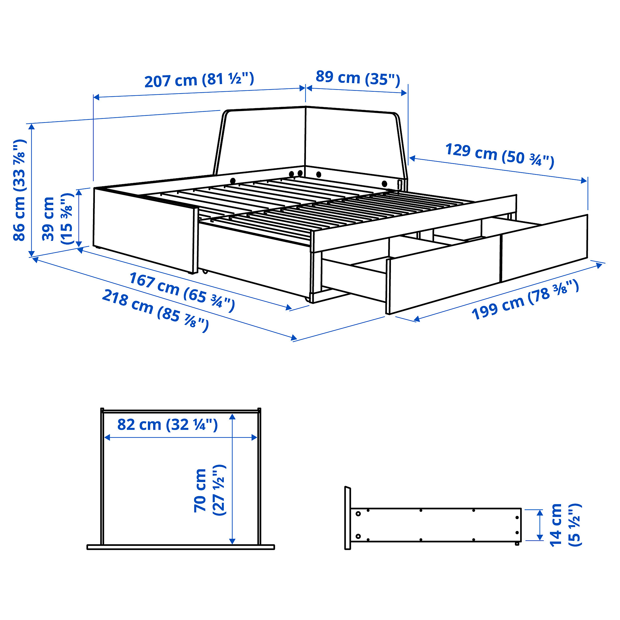 FLEKKE day-bed with 2 drawers/2 mattresses, 80x200 cm 89521450
